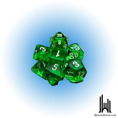 Translucent Mini-Polyhedral 7-Die Set Green/White